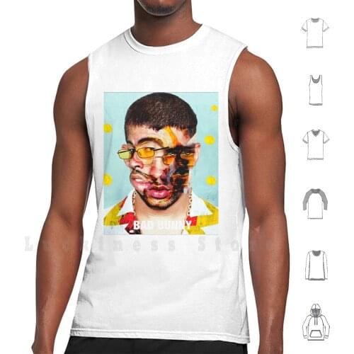 Bad Findingu Bunny tank tops vest 100% Cotton Bad Bunny New Hot Music Cartoon Party Night Us Band Electro Electronic