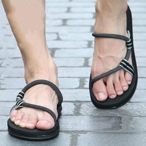 Dropshiping Men Sandalias Hombre Gladiator Sandals for Men Summer Roman Beach Shoes Flip Flops Slip on Flats Slippers Slides