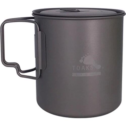 TOAKS POT-650-L Titanium Cup 650ML Outdoor Camping Lightweight Pot Picnic Cookware Set Pot Ultralight Titanium Pot