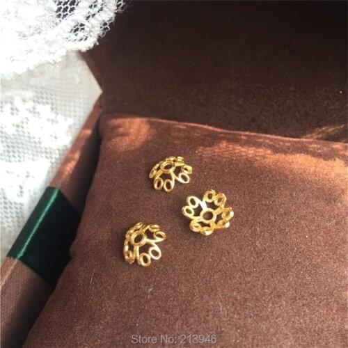 " Fake One Penalty Ten " 8MM 30Pcs/6G Real Gold Plated S 925 Jewelry Bead Caps Jewelry Findings Accessories