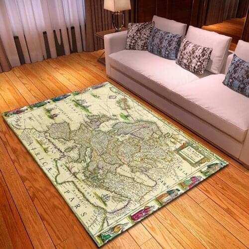 Nordic Retro Style World Map Anti-slip Mat Carpet Floor Mat Door Mat Bedroom Living Room Home Decoration
