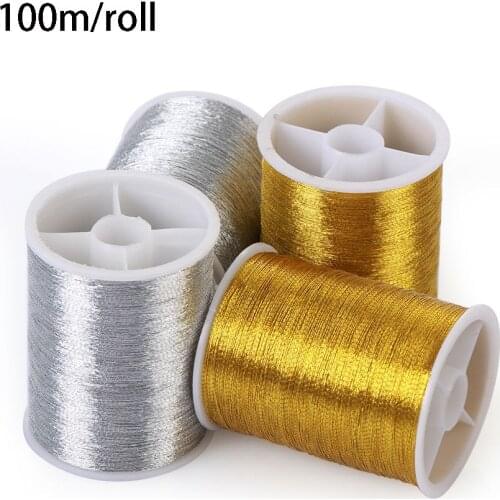100m/Roll Embroidery Thread Gold Wire for Handmade Cross Stitch DIY Crafts Sewing Machine Sewing Thread