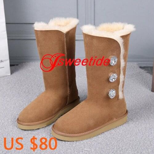 New Fashion Australia Woman Brand Snow Boots High Quality Lady Winter Genuine Leather Warm Snow Boots