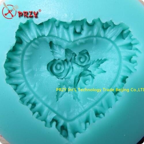 New style large wholesale Heart-shaped rose chocolate silicone mold fondant Cake decoration soap mold (si240)