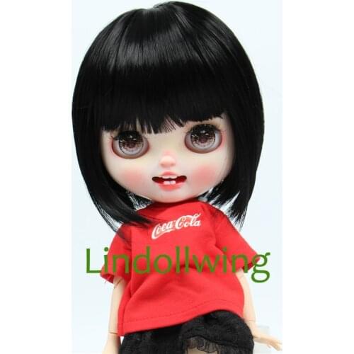 9-10 inch Blyth Wig Short Straight Black Hair