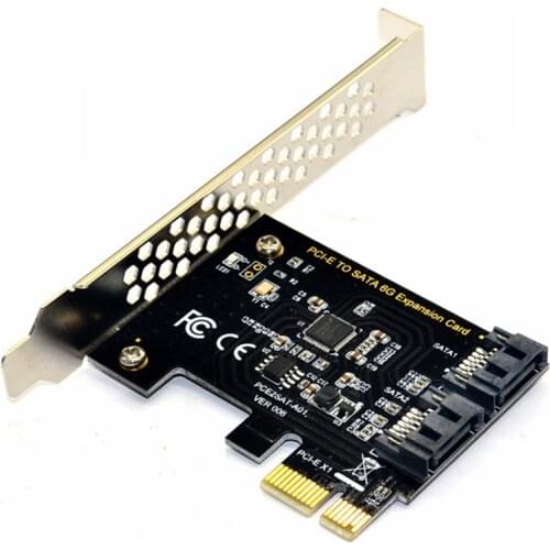 PCI Express SATA 3 Controller Card, 2 Port PCIe SATA III 6GB/s Internal Adapter Converter for Desktop PC Support SSD and HDD w