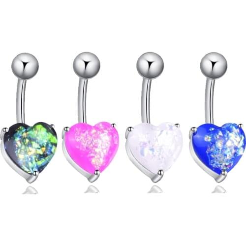 1PC Stainless Steel Piercings Ombligo 14G Opal Navel Piercings Belly Button Piercing Dangle Earring Belly Piercing Body Jewelry