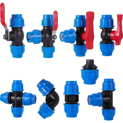 20/25/32/40/50mm PVC PE Tube Tap Water Splitter Plastic Quick Valve Connector Garden Agriculture Irrigation Water Pipe Fittings