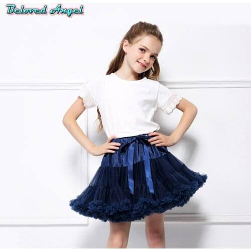 Girls Fluffy 0-16 Years Chiffon Ballerina Pettiskirt Solid Colors Tutu Skirts Girl Dance Skirt Kids Christmas Tulle Petticoat