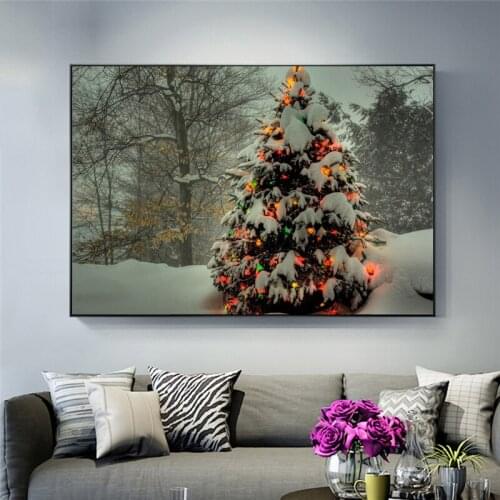 Christmas Decoration Canvas Painting Wall Art Painting Decoration Christmas Tree Poster Home Living Room Bedroom Decoration