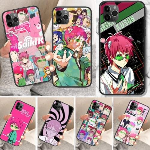 Saiki K Saiki Kusuo Phone Case For iphone 5 5S SE 2 6 6S 7 8 11 12 Mini Plus X XS XR Pro Max black luxury cell cover fashion