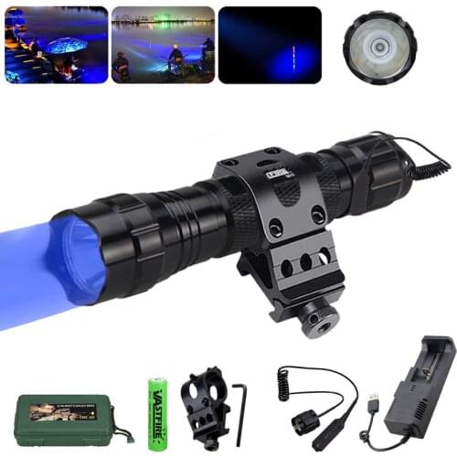Led Hunting Light Tactical Flashlight+Optional Rechargeable 18650 Battery&Charger Torch Gun Scope Mount Remote Pressure Switch