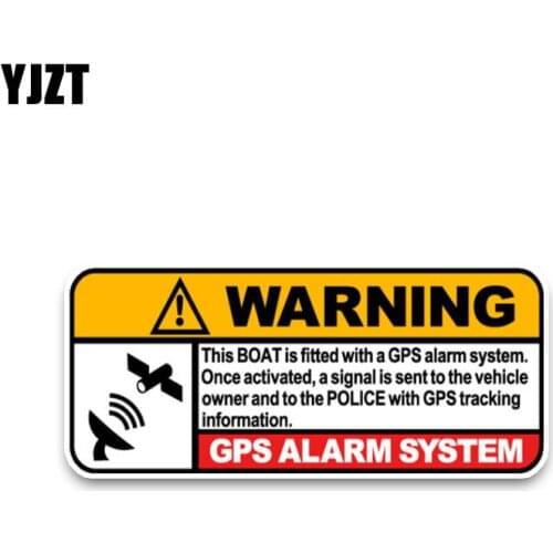 YJZT 13*5.8CM Warning Boat Real Time GPS Tracking Link To Police Decals PVC Car Sticker C1-3074