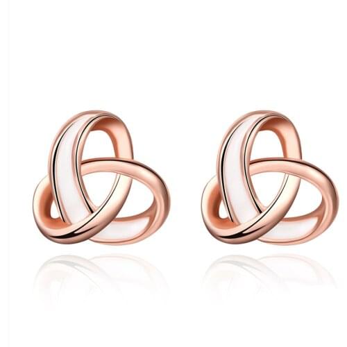 ZEMIOR Earrings For Women Luxury Cross Circle Rose Gold Plated Stud Earring Fashion Jewelry Wedding Engagement Gift Hot Selling