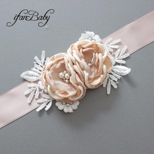 Women Belt,Girl flower Sash Belt Beige/ivory Wedding Sashes belt