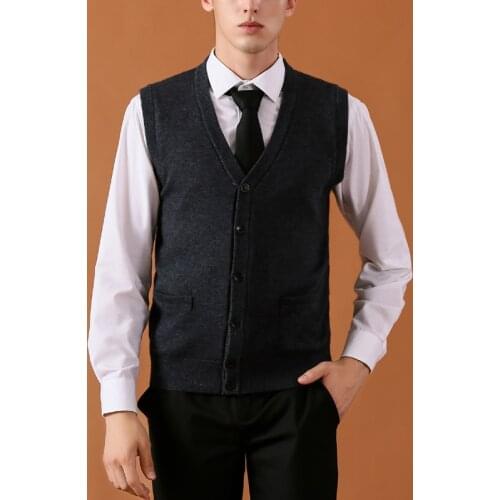 Vest Male High Quality Autumn Spring Business Sweaters Vests Sleeveless Cardigans Sweater Vest Knitted Oversize Wool Men Clothes
