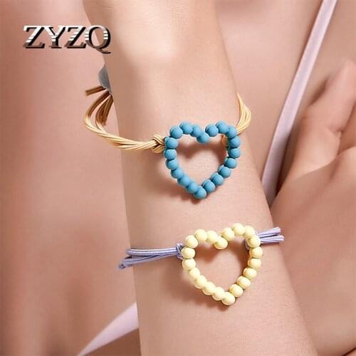 ZYZQ New Creative Hair Accessories Fashion Love Hair Ring Sweet Candy Color Double Knotted Rubber Band