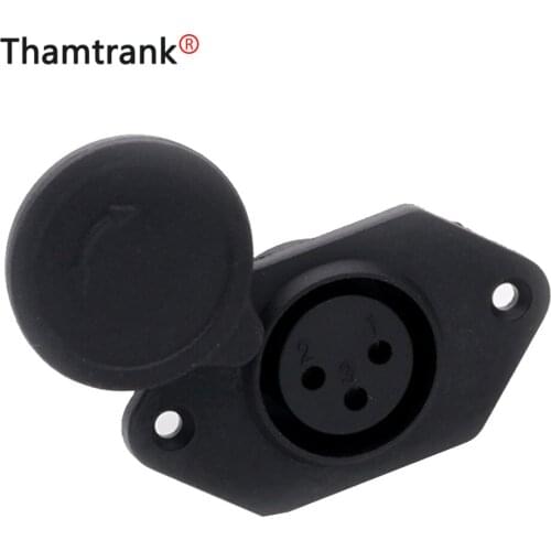 10pcs XLR 3Pins Female Socket Connecter Panel Mount type with protecting cover for Audio/Video Microphone/MIC, black color