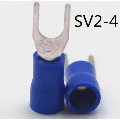 1000pcs SV2-4 Pre Insulated Wiring Cold pressed Terminals Sleeve Furcate Y-U-type terminals Brass for AWG16-14 Thickness 0.6MM