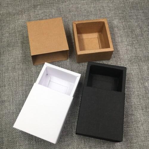 20pcs Kraft Brown/White/Black Paper Drawer Gift Boxes DIY Handmade Soap/Craft/Candy Packaging Boxes Party Favors Storage box
