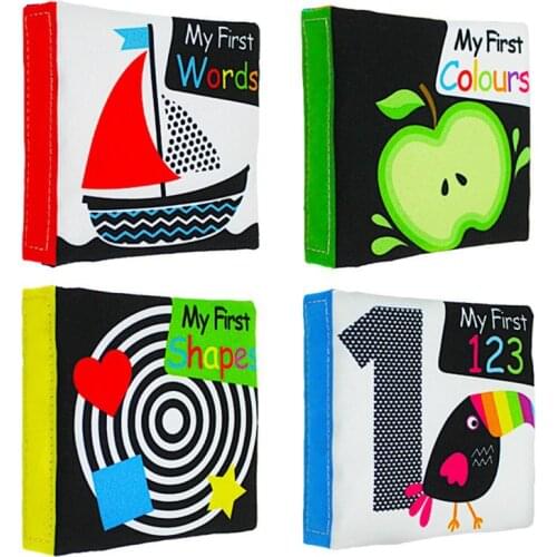 2020 New Baby First Soft Activity Cloth Book Set High Contrast Black and White I