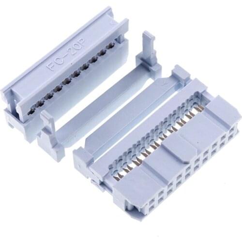 40pcs 0.100" 2.54mm Pitch 2x10 Pin 20 Position IDC Female Header Socket Box Header Socket Flat Cable 0.05"connector Grey