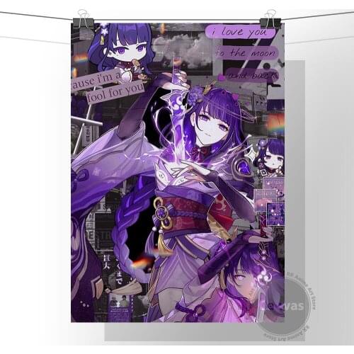 Anime Raiden Ei Genshin Impact Poster Pictures Home Manga Decoration Paintings Canvas HD Prints Wall Art Modular Living Room