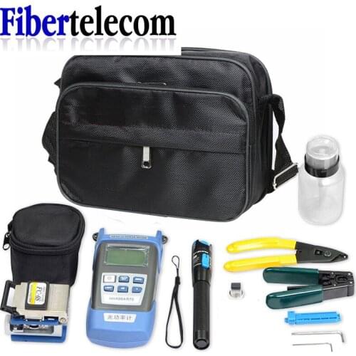 Free Shipping FTTH Fiber Optic Tool Kit with Fiber Cleaver -70~+10dBm Optical Power Meter Visual Fault Lcator 5km