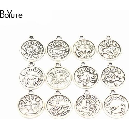 BoYuTe (12 Pieces/Set) Metal Alloy 20*17MM Sign Zodiac Charms Pendant Diy Hand Made Jewelry Accessories