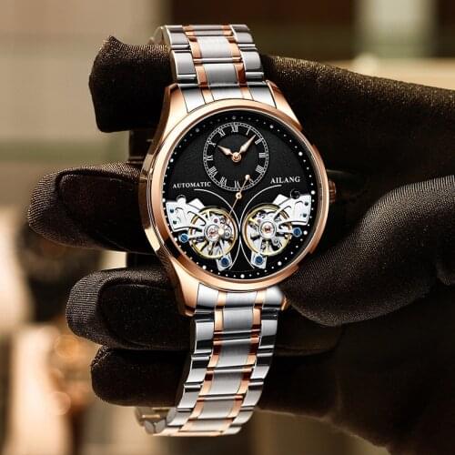 Fashion Watches New Double Tourbillon Mens Watch Business Men Automatic Mechanical Watches Roman Masculine Male Clock relojes