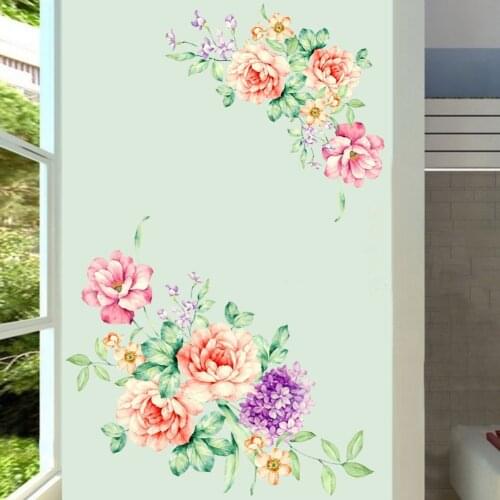 Peony Flowers Wall Stickers Art Home Decor Wallpaper Removable Wall Decals For Kids Room Living Room Toilet Fridge Decoration