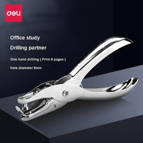 Deli 0114 Office Desk 6mm 1-Hole handheld punch Mini 0ne hole handheld punch /punch papers capacity 8 pages 70g