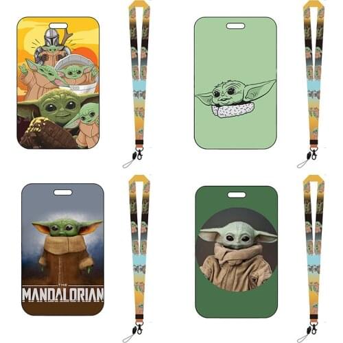 The Mandalorian Card Holder Disney Cartoon Anime Baby Yoda Lanyard Credit ID Badge Holder Student Campus Card Cover Removable