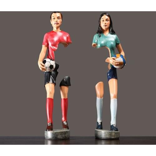 European Abstract City Men And Women Statue Resin Crafts Bag Football Figure Arts Sculpture Home Desktop Decoration R2930