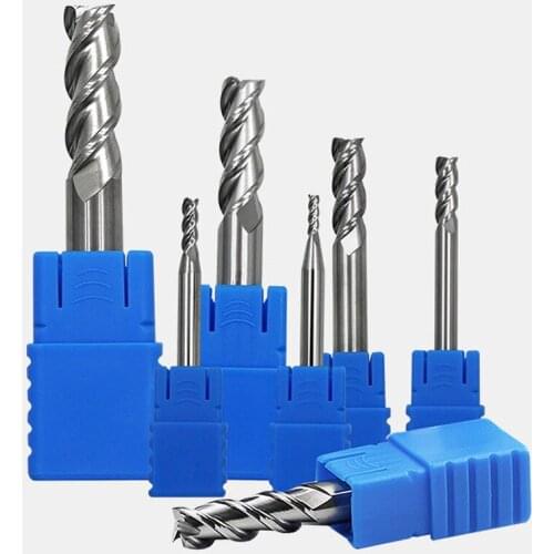 1Pcs HRC 45° Tungsten Steel Flat Milling Cutter 3 Flute End Mills Spiral Router Bit CNC Steel Alloy End Mill 4/5/6 / 10mm Shank