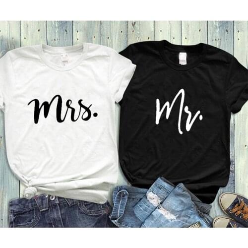 Couple Tshirt His and Hers Mr Mrs Husband and Wife T Shirts Matching Wedding Gift Top Tee Summer Unisex Fashion 2019