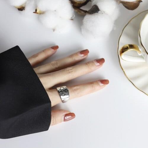 Retro Punk Do The Old Wind Does Not Fade The Hollow Love Two-piece Combination Stacking Ring Female Ins Cold Wind Jewelry