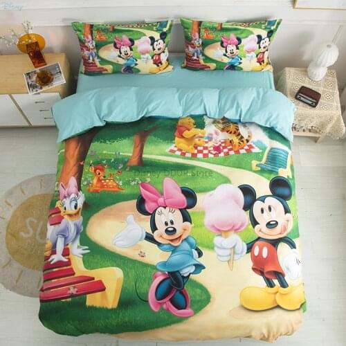 Disney Mickey Mouse Minnie Mouse Couples Bedding Set Duvet Cover Set Bed Sheet Pillowcase Home Textile Twin Full Queen Size