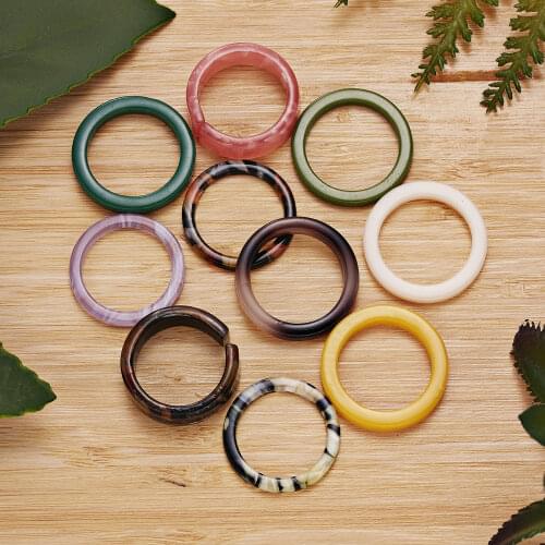 Korean Style 10 Pcs/Lot Mixed Color Rings For Women Simple Colorful Acrylic Resin Finger Ring Party Wedding Jewelry Gifts