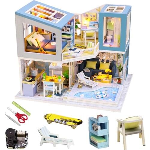 DIY Miniature Dollhouse Roombox With Music 3D Model Building Wooden House Adult Gifts Toys for Children Doll House Furniture Kit