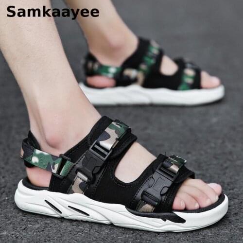 Size 39-44 Mens Sandals Summer Male Buckle Strap Shoes Camouflage Breathable Soft Bottom Beach Zapatos Chaussures Footwear Y33