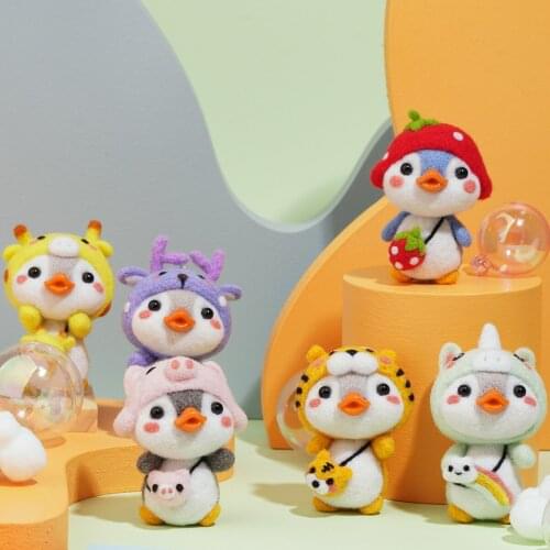 Non Finish Penguin Wool Felt Needle Felting Kit Diy Wool Poked Felt Handmade Toy Package For Beginner With English Instruction