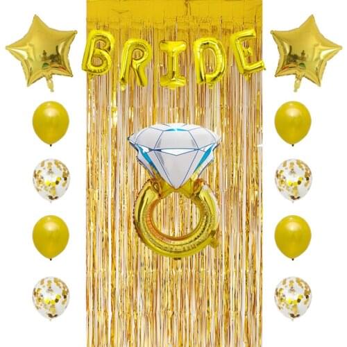 Bride to be Diamond ring Balloon 16inch letter Foil Ballon wedding Party Decoration Confetti Rose Gold silver Latex Rain curtain