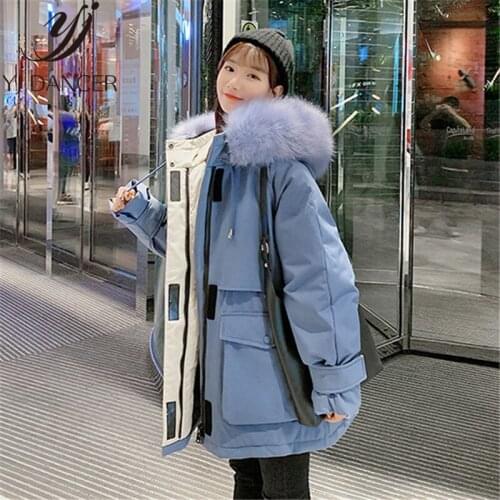 2019 New Korean Fahion Winter Jacket Women Loose Thick Warm Cotton Long Sleeve Overcoat Hooded Fur Collar Coat Female ZZZ183