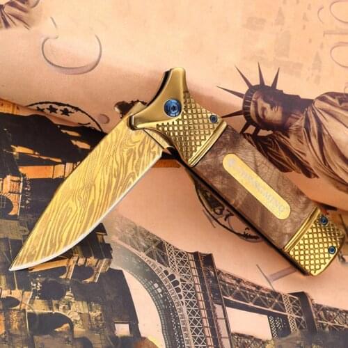 8.2'' Knives Folding Knives 7Cr13Mov Blade Steel 210mm Rosewood Handle Knife Camping Survival Pocket Outdoor Hunting Knife + Box