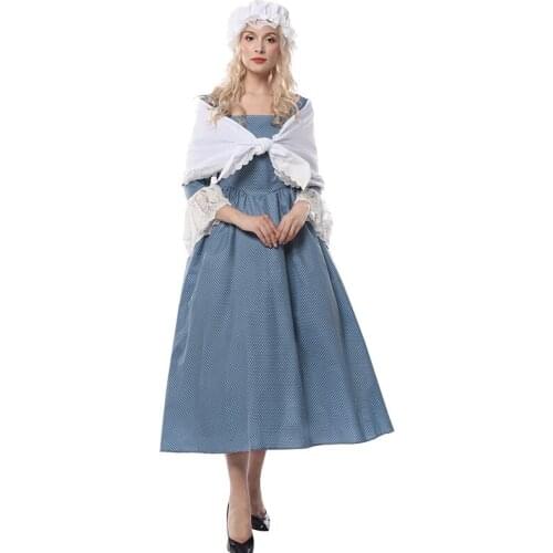 Cosplay Original Retro Long Cotton Medieval Dress Shawl Hat Medieval Dress Queen Masquerade Gowns Halloween Costume