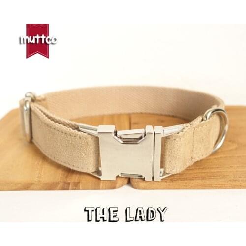 MUTTCO retailing self-design dog collar THE LADY handmade light brown 5 sizes poly satin and nylon dog collar and leash UDC027