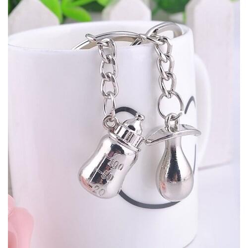 12PCS Baby Souvenirs Bottle Nipple Keychain Wedding Gifts for Guests Baby Baptism Party Favors Present Valentines Day Gift