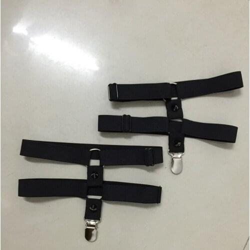 2PC NEW Cosplay Black Plain Sock Garter Nylon Elastic Punk Clip Leg Garters Belt Harness