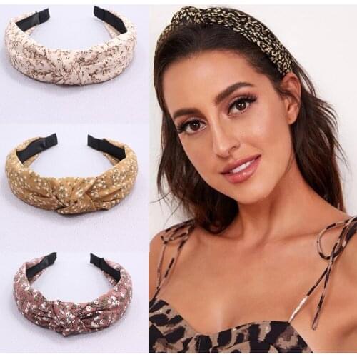 Fashion Top Knot Twist Hairband Elastic Headwear Printing Cloth Hair Hoop Headwrap Headband for Women Headdress Hair Accessories